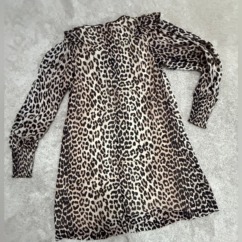 Gianni - Mullin Georgette Ruffle Mini Dress - Leopard - size 8 - EXCELLENT Cond - Picture 14 of 14